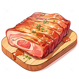 卡通简约案板上的牛肉