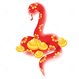 2025蛇年弥散风剪纸红蛇金元宝