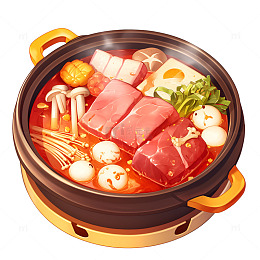 卡通简约一锅牛肉火锅