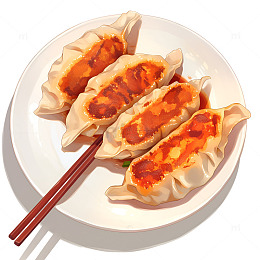 卡通简约煎饺