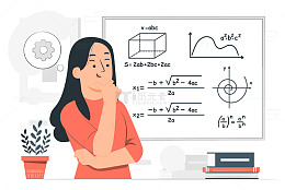女性数学教师思考教学