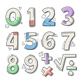 涂鸦风格数学数字