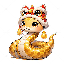 2025年带虎头帽蛇年形象