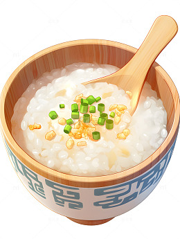 卡通米粥喝粥