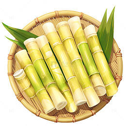卡通一盘甘蔗