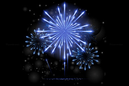 夜空中的蓝色烟花庆典