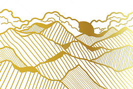 金色线条山峦起伏