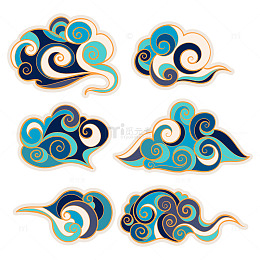 东方风情蓝白云朵