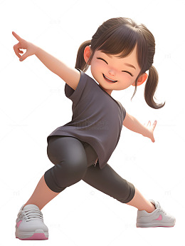卡通嘻哈舞蹈跳舞女孩子