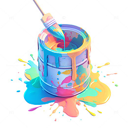 卡通刷子粘上颜料