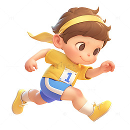 卡通简约赛跑的小孩
