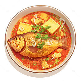 卡通简约红烧鲤鱼