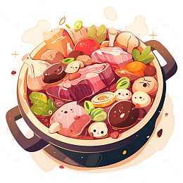 卡通简约一锅美味的火锅