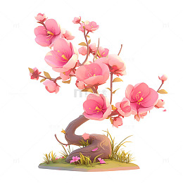 卡通简约一颗桃花树