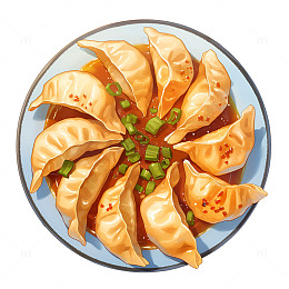 卡通一盘美味煎饺