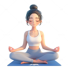 卡通简约打坐的女孩