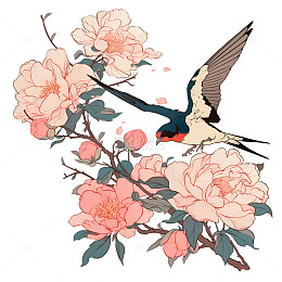 卡通燕子和挑花