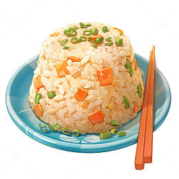 卡通简约萝卜丁炒米饭