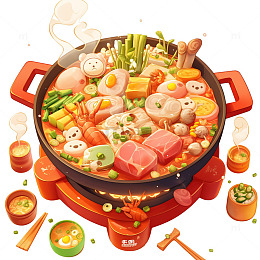 卡通简约火锅