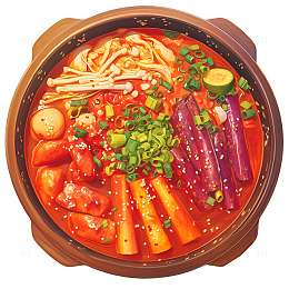 卡通简约一碗麻辣烫