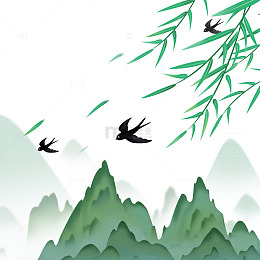 立春柳树燕子山水