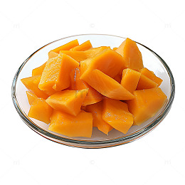 一大盘切好的芒果