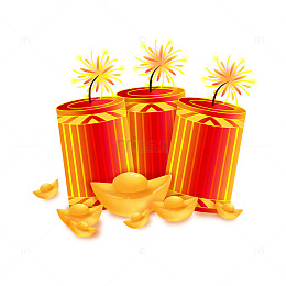 春节除夕新年鞭炮金元宝元素