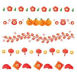 可爱中国风2025喜庆春节图标分割线边框