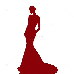 优雅时尚38妇女节女性形象鱼尾大裙摆剪影