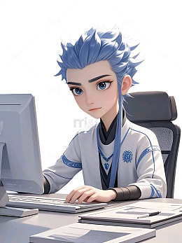 敖丙在电脑前工作