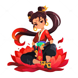坐在莲花内的哪吒