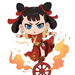 踩着风火轮的哪吒