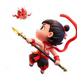 可爱风哪吒和小龙