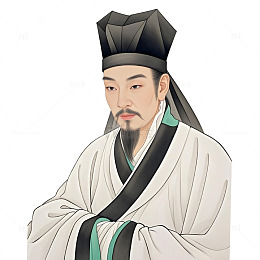 古代文学家柳宗元工笔画半身画像