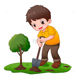 春季植树节男孩种树免抠元素