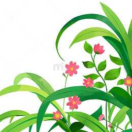 手绘春天花草植物边框海报装饰元素
