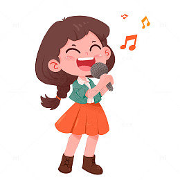 可爱女孩拿着话筒唱歌免抠元素