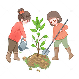 种树植树节栽树的女孩