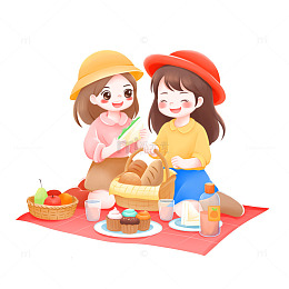 春日春天春游露营卡通插画