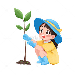 植树节素材植树人物