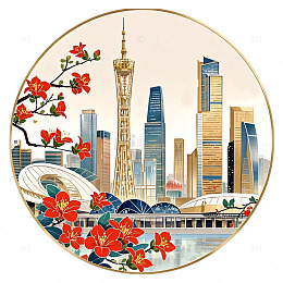 广州地标建筑国潮插画素材
