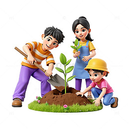 3D卡通植树节亲子活动