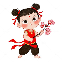 哪吒手拿桃花