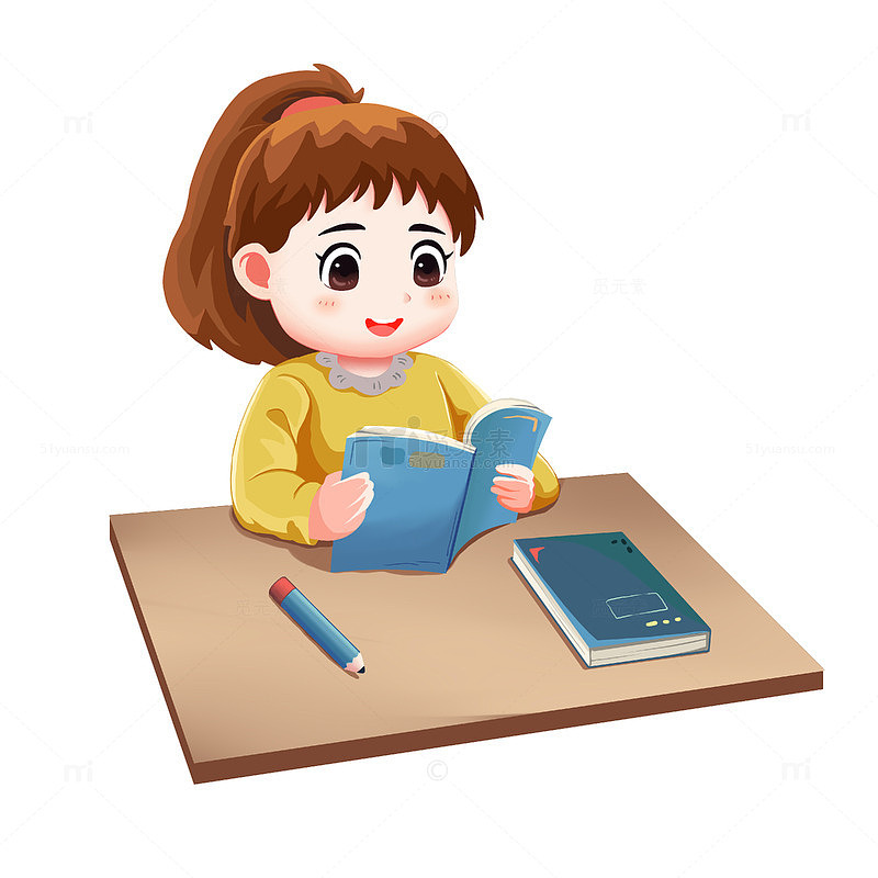 读书的小女孩学生