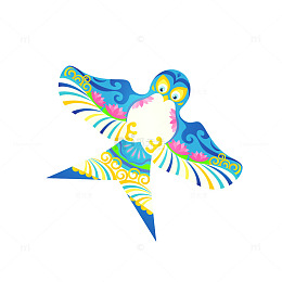 蓝粉色春天清新矢量纸鸢风筝装饰元素