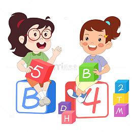卡通快乐儿童教育培训启蒙数学插画