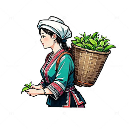 春天春茶采茶采茶女苗族