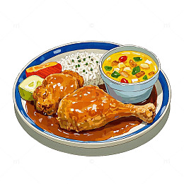 西餐童子鸡饭素材