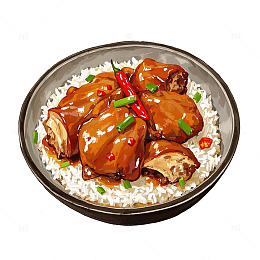 猪脚饭美食插画