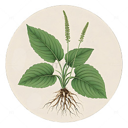 中草药车前草植物插画素材